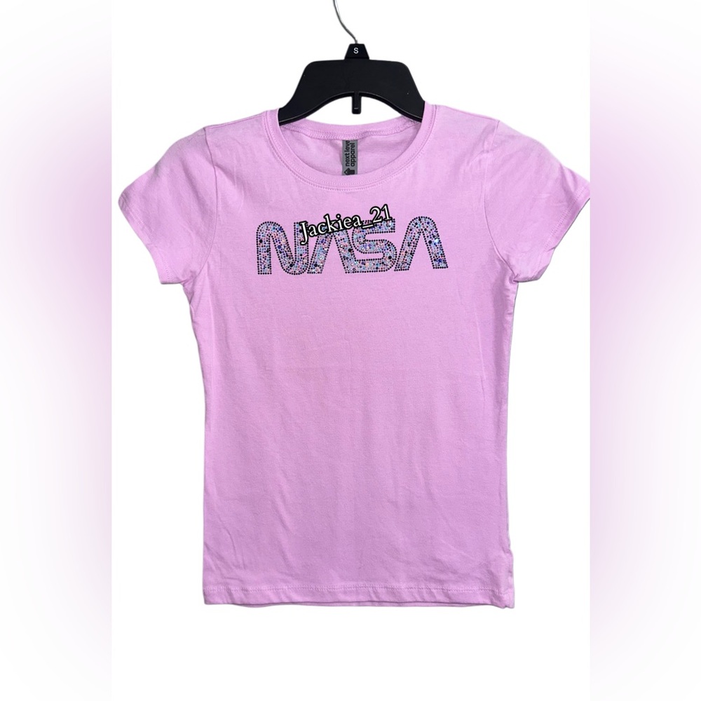💙❤️ Youth Large Lilac NASA Bedazzled T-Shirt